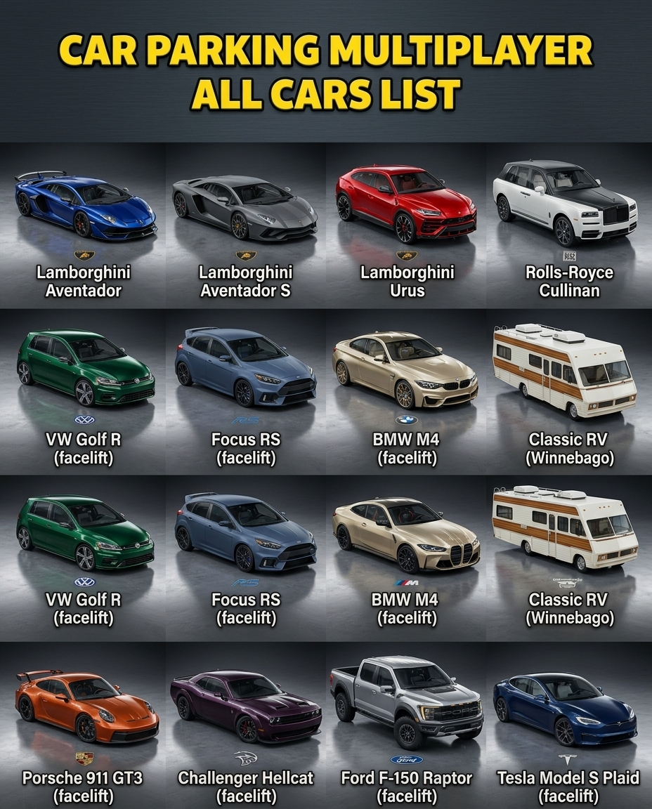 Car parking multiplayer all cars list